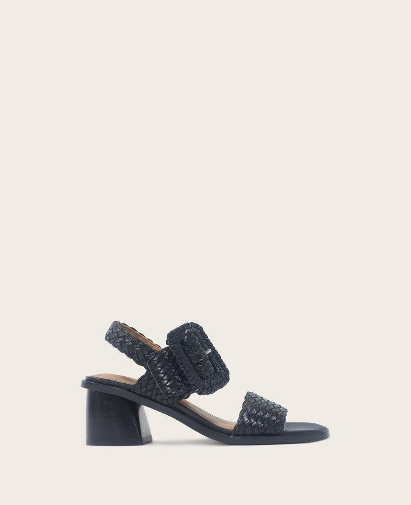Gentle Souls - Madylyn Woven Leather Heel Sandal by GENTLE SOULS