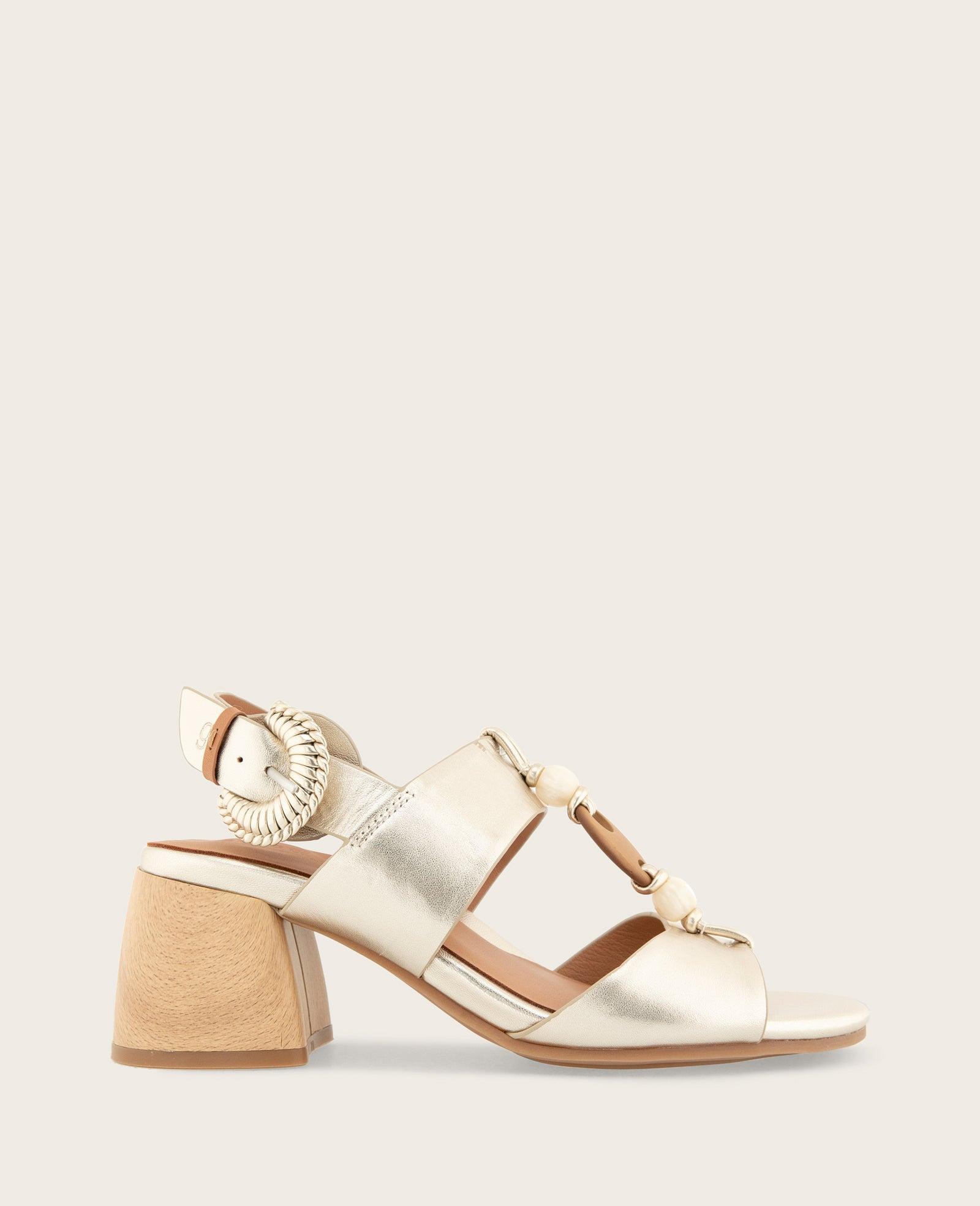Gentle Souls - Miracle Metallic Stone Embellished Heeled Sandal by GENTLE SOULS