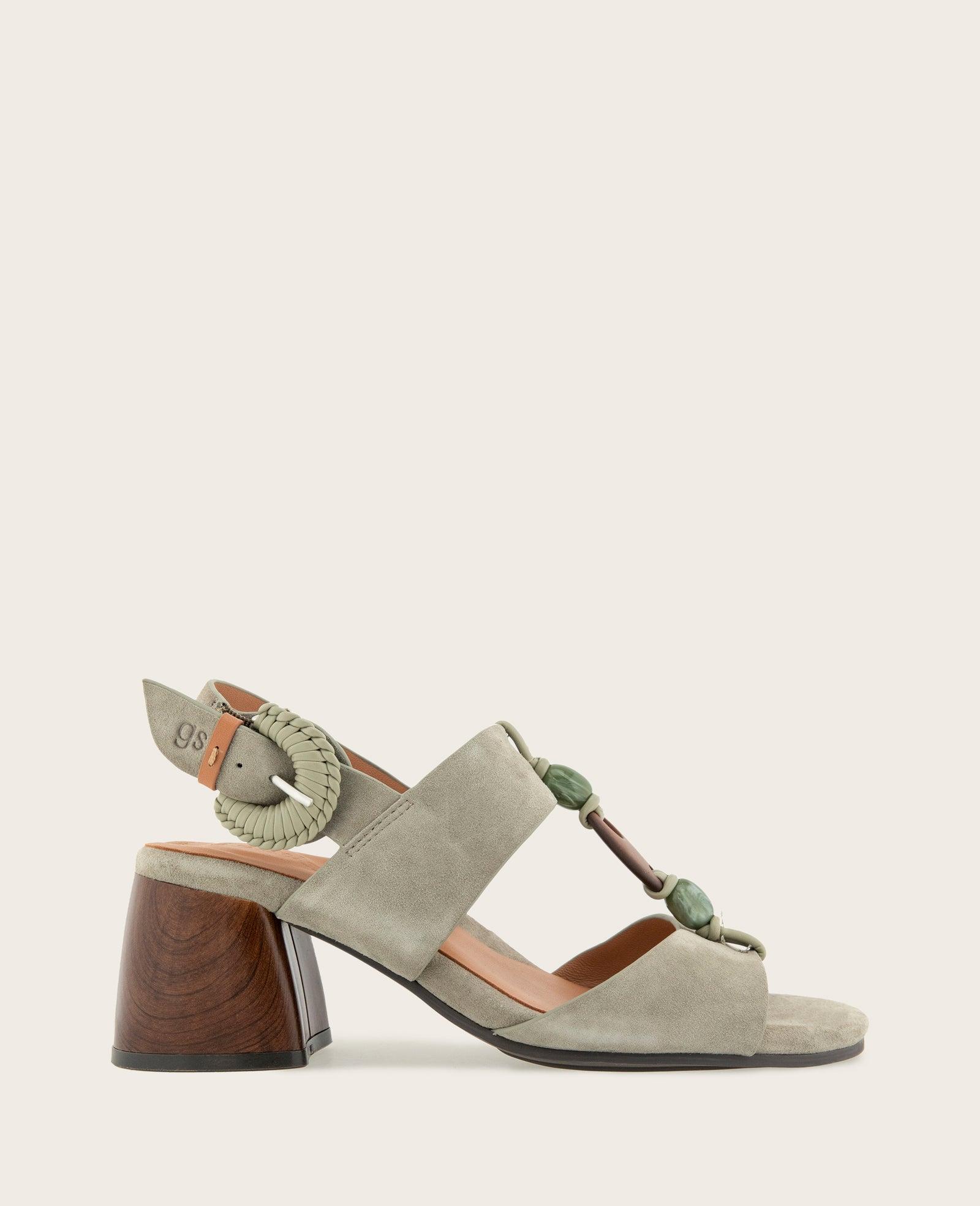 Gentle Souls - Miracle Suede Stone Embellished Heeled Sandal by GENTLE SOULS