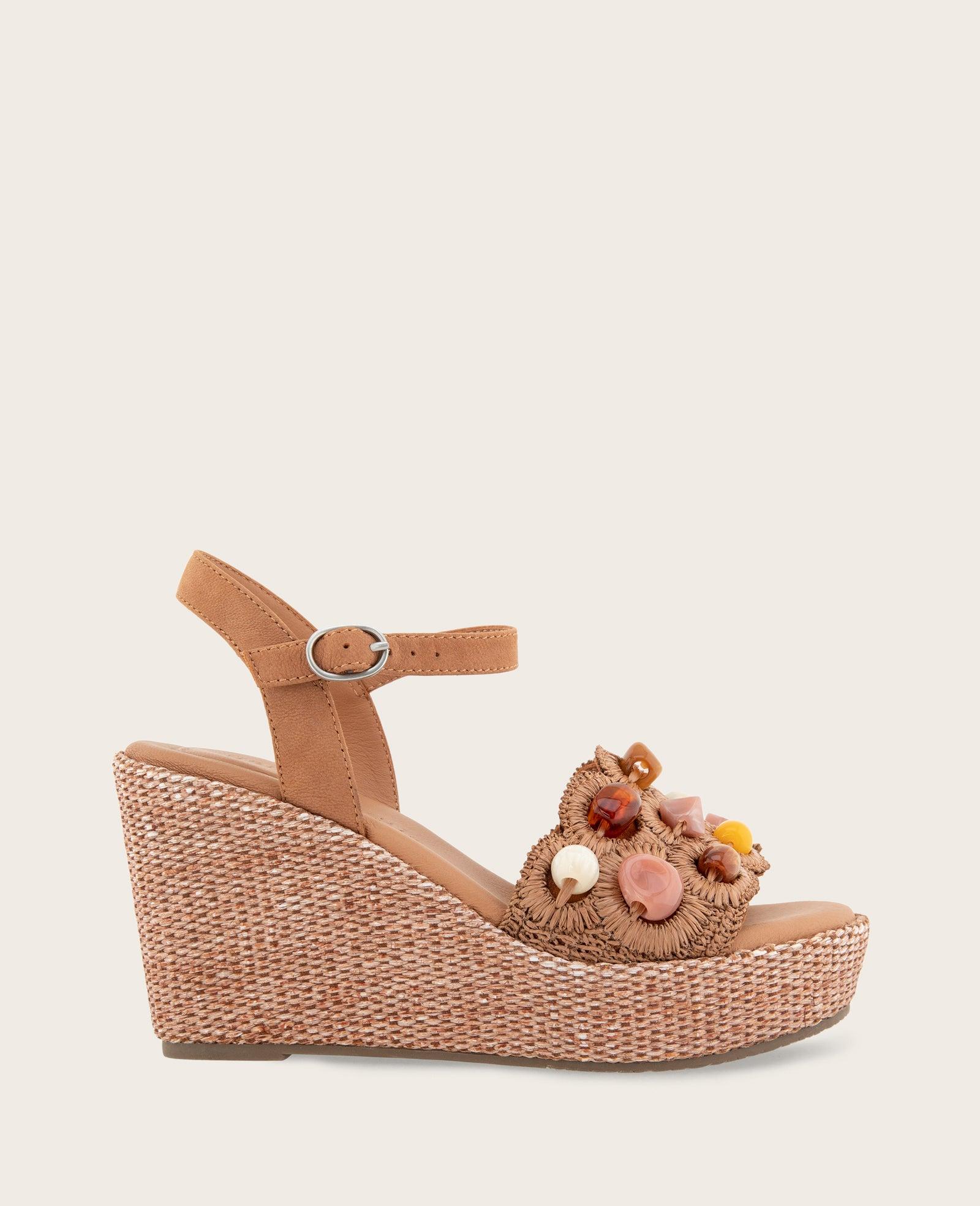 Gentle Souls - Nolina Stone Embellished Espadrille Wedge by GENTLE SOULS