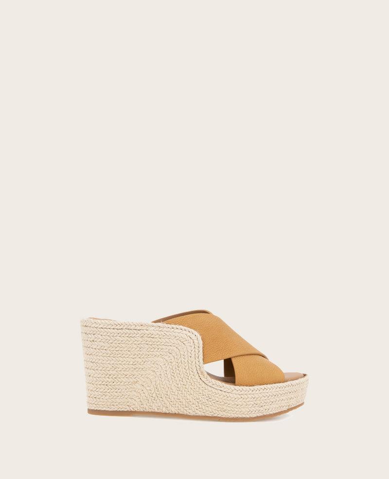 Gentle Souls - Porto Leather X Band Espadrille Wedge by GENTLE SOULS