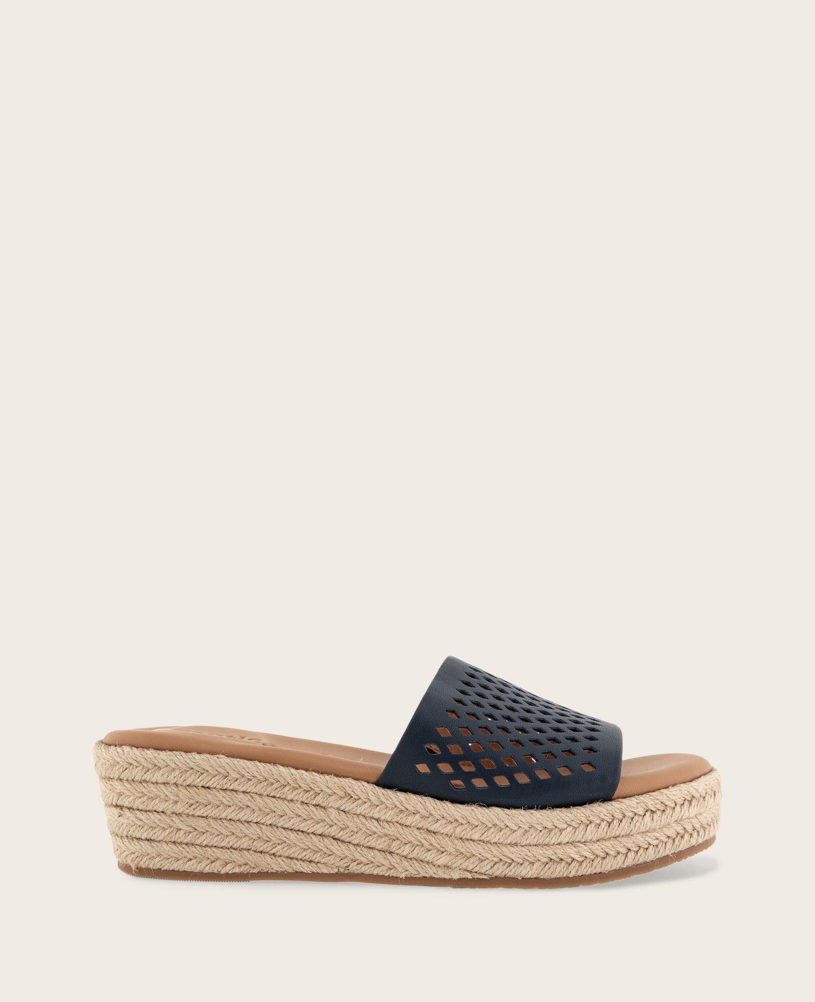 Gentle Souls - Vandy Perforated Leather Espadrille Wedge Sandal by GENTLE SOULS