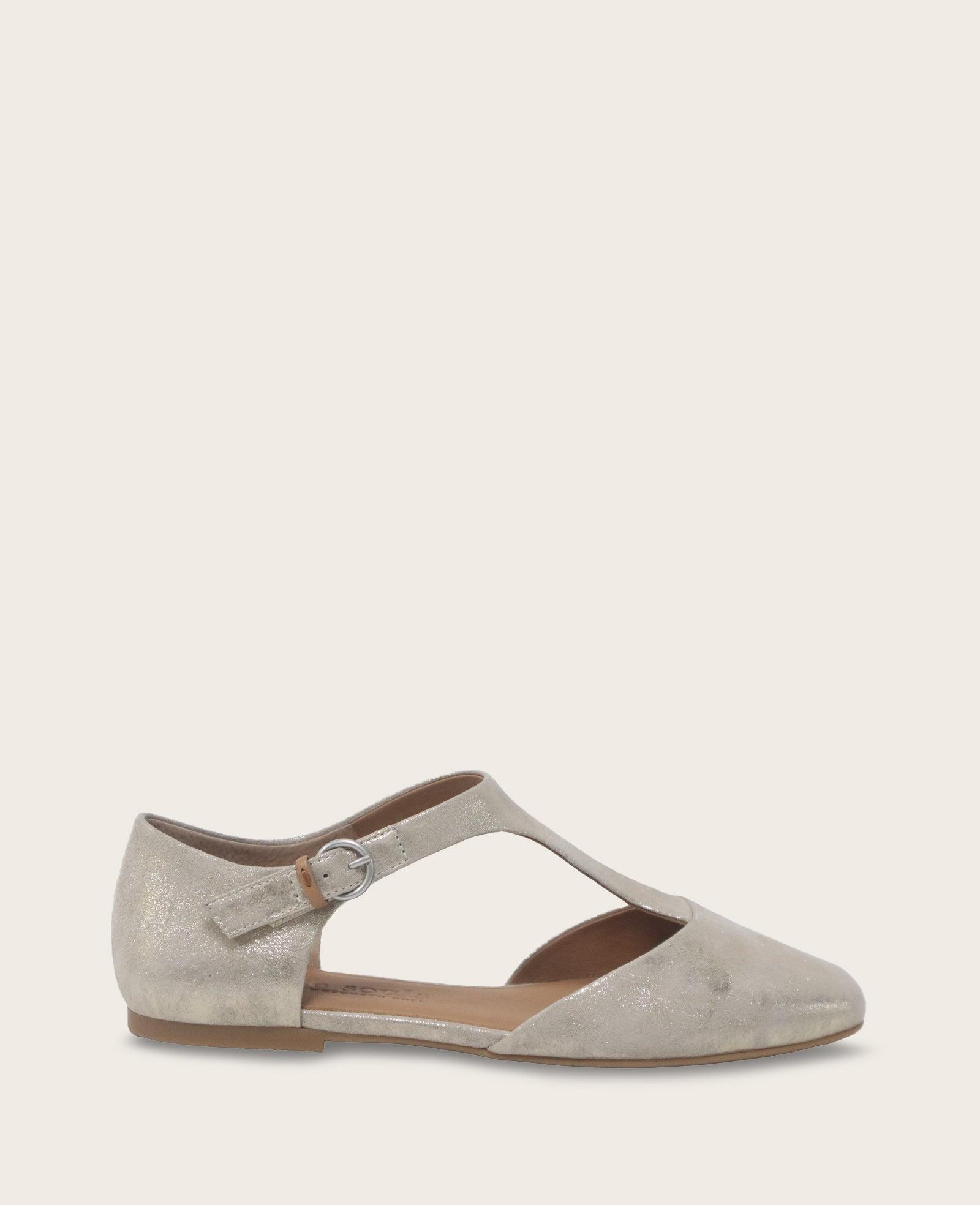 Gentle Souls - Wyatt Metallic T-Strap Flat by GENTLE SOULS
