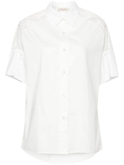 sheer-panel cotton shirt by GENTRY PORTOFINO