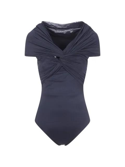twisted draped swimsuit by GENTRY PORTOFINO