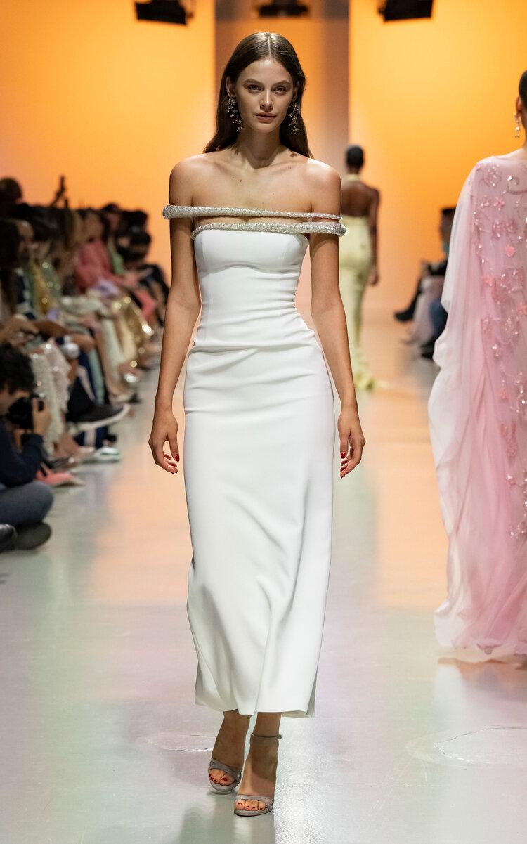 Georges Hobeika - Embellished Off-The-Shoulder Crepe Maxi Dress - White - - Only At Moda Operandi by GEORGES HOBEIKA