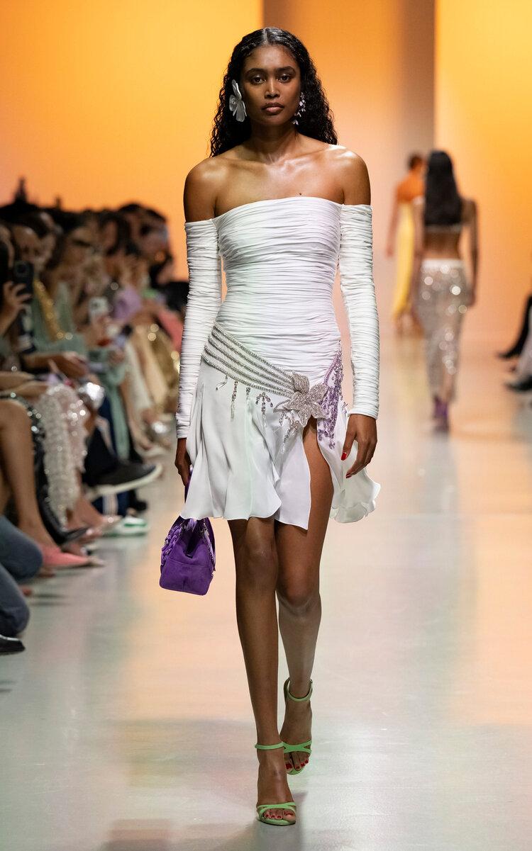 Georges Hobeika - Ruched Off-The-Shoulder Crepe Mini Dress - White - - Only At Moda Operandi by GEORGES HOBEIKA