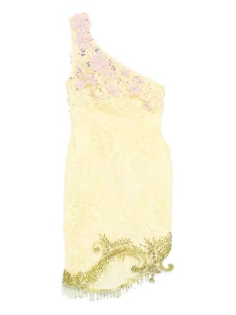 floral-embellished one-shoulder mini dress by GEORGES HOBEIKA