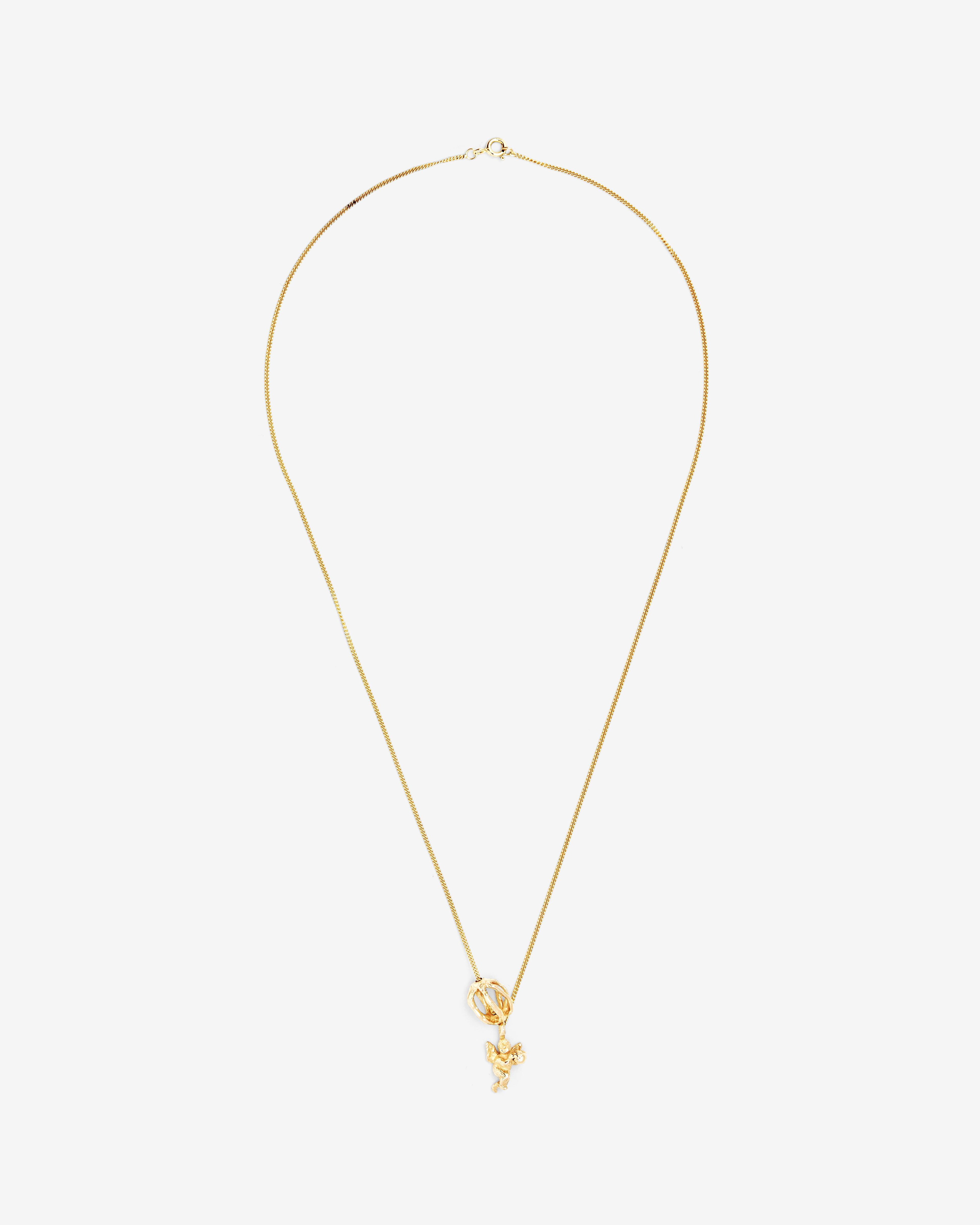 Georgia Kemball - Women's Tiny Diamond Cherub And Bead Necklace - (Gold) by GEORGIA KEMBALL