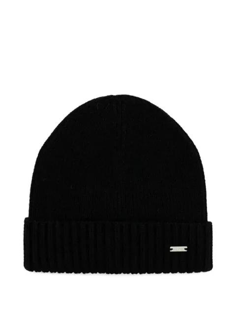 ribbed-knit logo-plaque beanie hat by GEOX