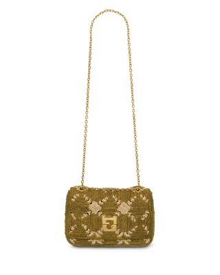 Le Fanny Khaki Crochet Raffia Crossbody by GERARD DAREL