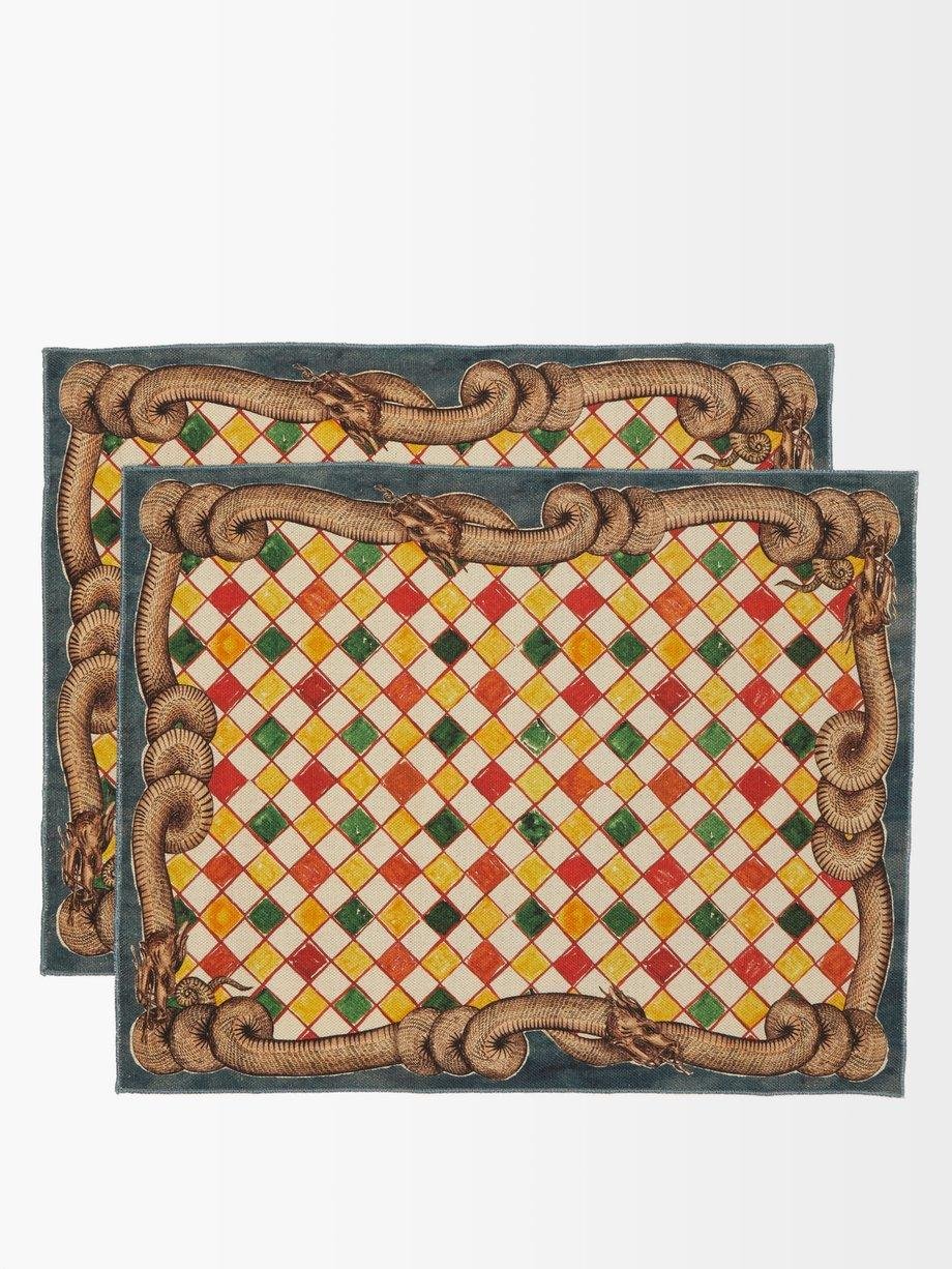 Set of two Serpente linen placemats by GERGEI ERDEI