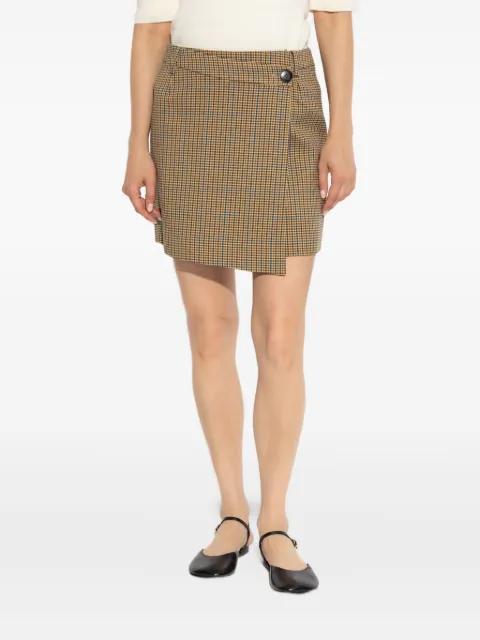 check-pattern wrap skirt by GESTUZ