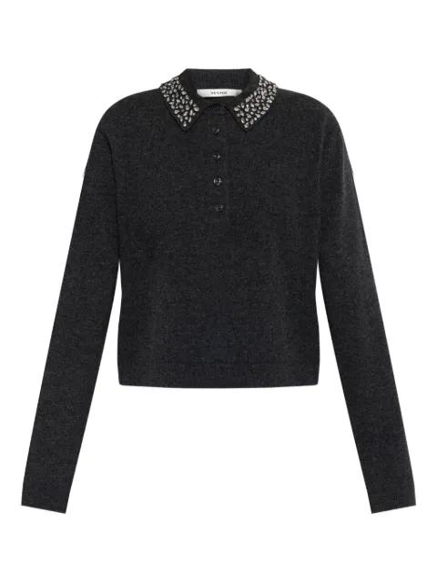 embellished-collar knitted top by GESTUZ