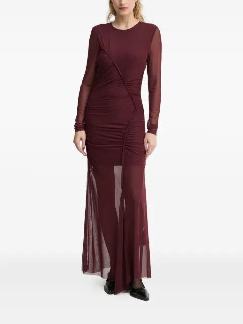 mesh-paneled gathered dress by GESTUZ