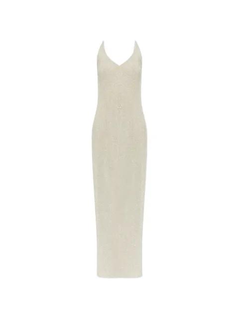 metallic-effect side-slit dress by GESTUZ