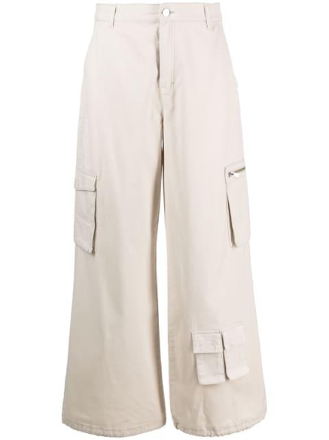 multiple-pockets wide leg trousers by GESTUZ