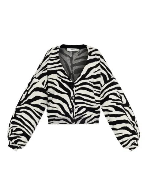 zebra-print balloon-sleeve cardigan by GESTUZ