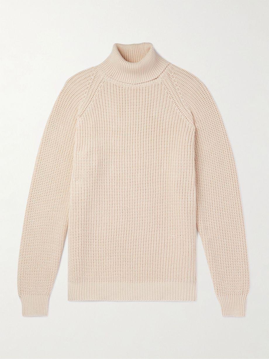 Ribbed Cotton Rollneck Sweater by GHIAIA CASHMERE