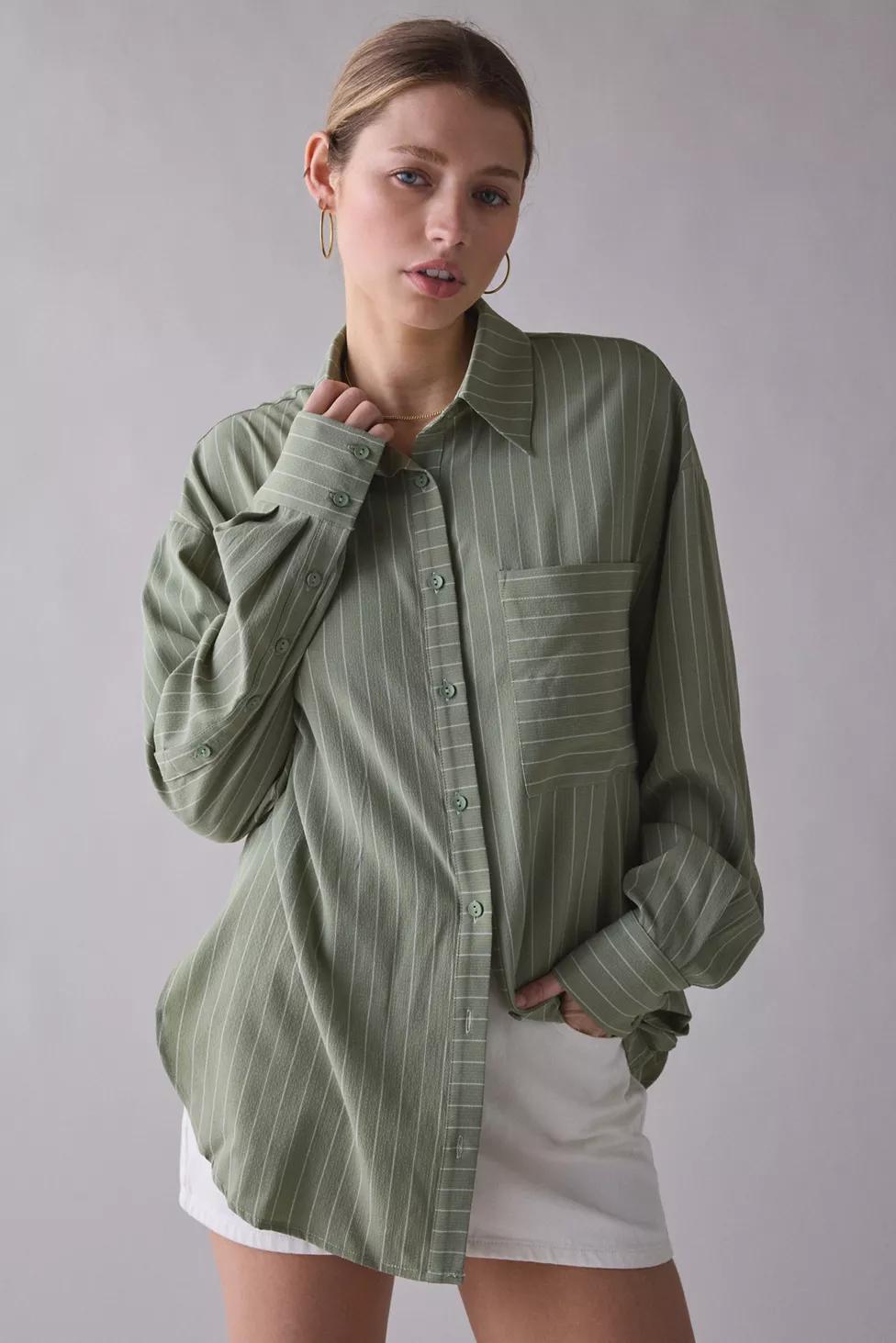 Ghospell Koa Striped Oversized Button-Down Shirt by GHOSPELL