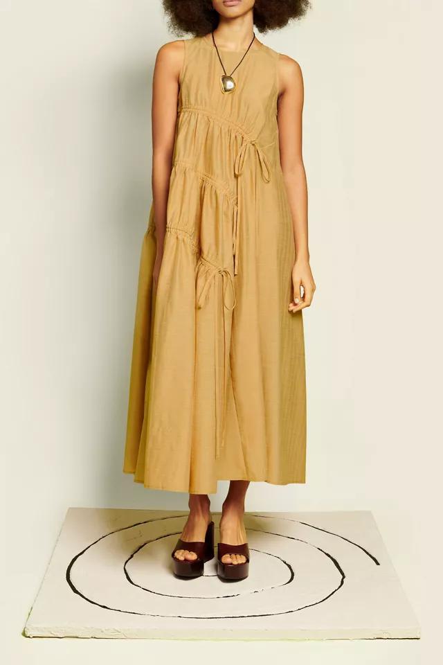 Ghospell Nerissa Asymmetric Ruched Tie Maxi Dress by GHOSPELL