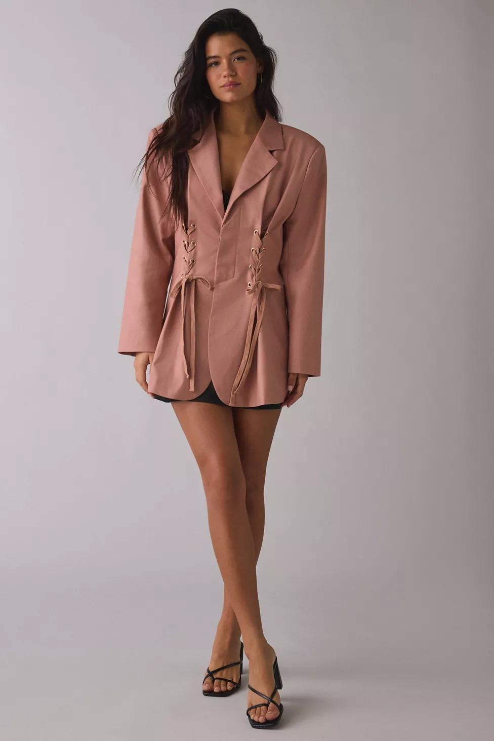 Ghospell Rydel Lace-Up Tie Blazer by GHOSPELL