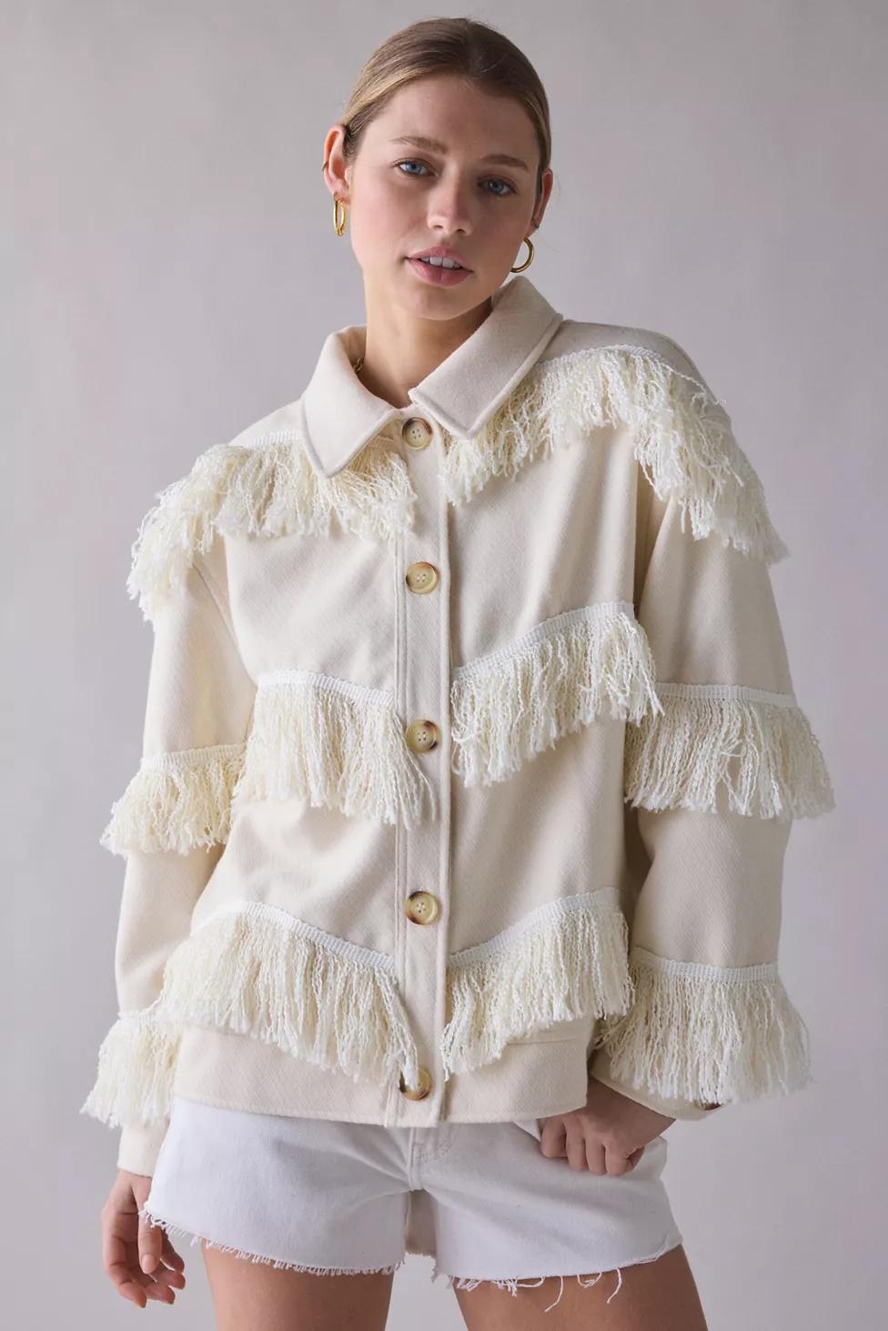 Ghospell Solia Oversized Fringe Jacket by GHOSPELL