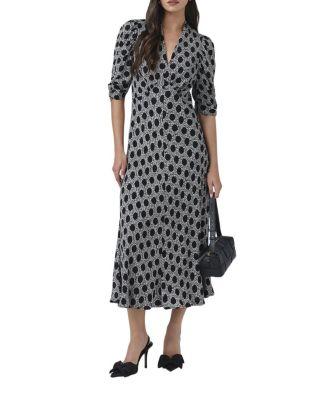 Mia Crepe Polka Dot Midi Tea Dress by GHOST LONDON