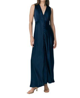 River V Neck Button Satin Maxi Dress by GHOST LONDON