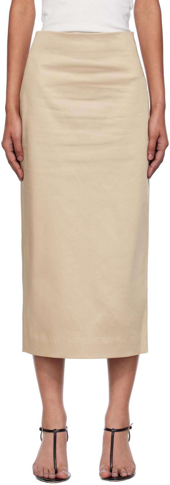 Beige Marisol Midi Skirt by GIA STUDIOS