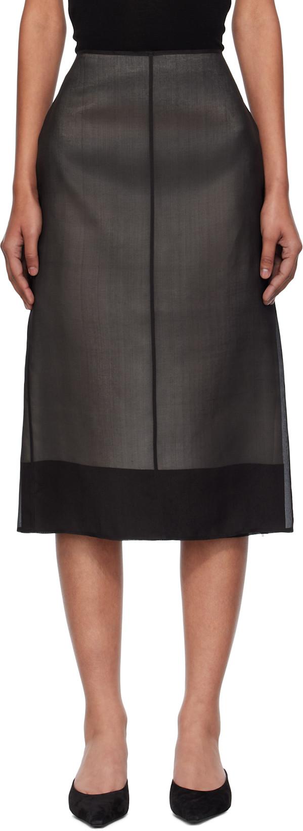 Black Lucienne Midi Skirt by GIA STUDIOS