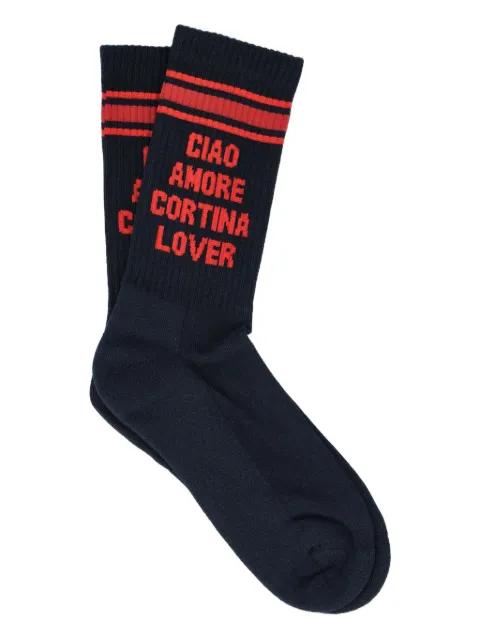 slogan-intarsia socks by GIADA BENINCASA