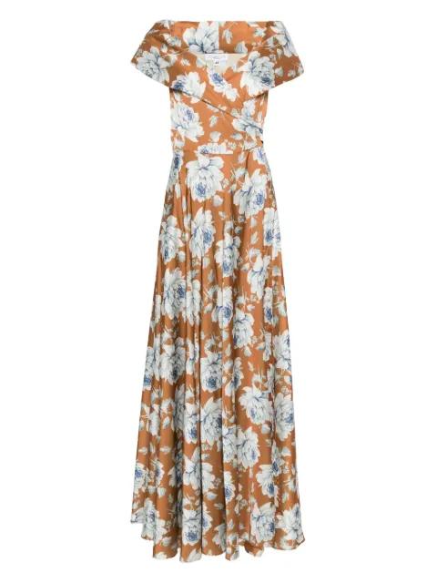 off-shoulder floral-print dress by GIADA CURTI
