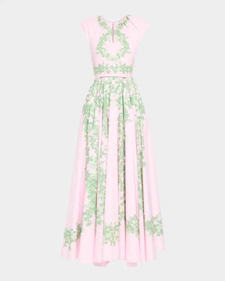 Garland Cotton Gathered Cap-Sleeve Maxi Dress by GIAMBATTISTA VALLI