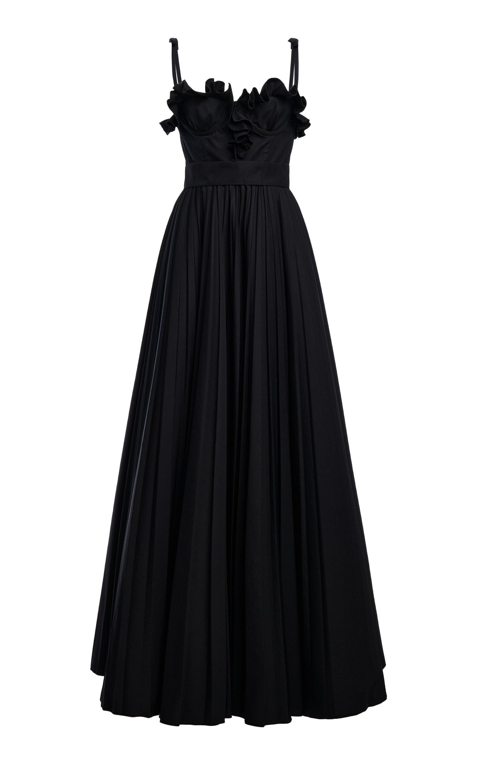 Giambattista Valli - Ruffled Cotton-Poplin Maxi Dress - Black - - Moda Operandi by GIAMBATTISTA VALLI