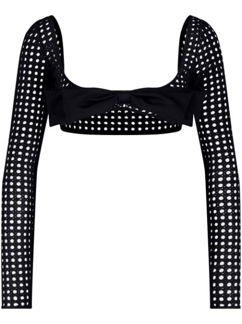 bow-detail crochet cropped top by GIAMBATTISTA VALLI
