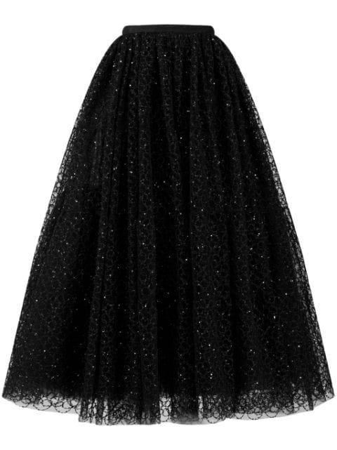 crystal-embellished embroidered-tulle skirt by GIAMBATTISTA VALLI