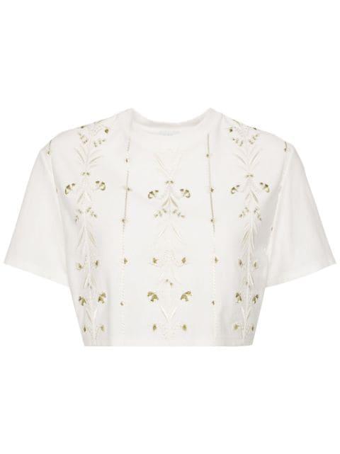 embroidered cotton croped top by GIAMBATTISTA VALLI
