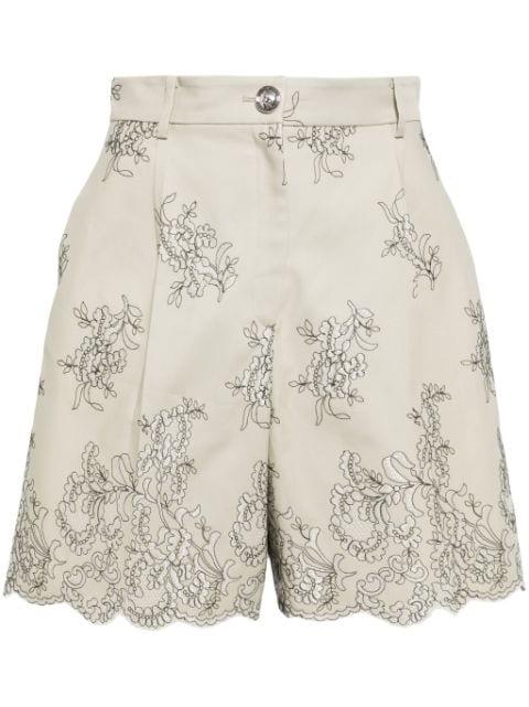 floral-embroidered high-waist shorts by GIAMBATTISTA VALLI
