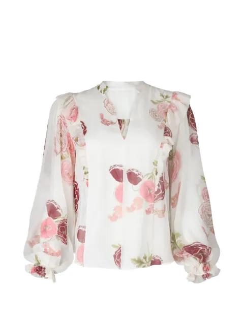 ruffled-detail floral-print blouse by GIAMBATTISTA VALLI