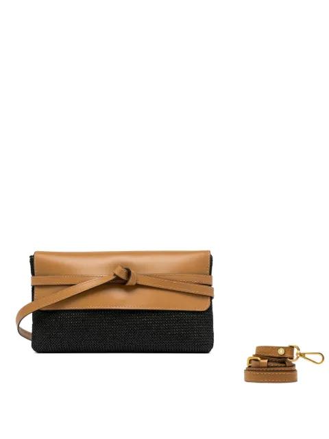 Belty knotted leather-trim shoulder bag by GIANNI CHIARINI