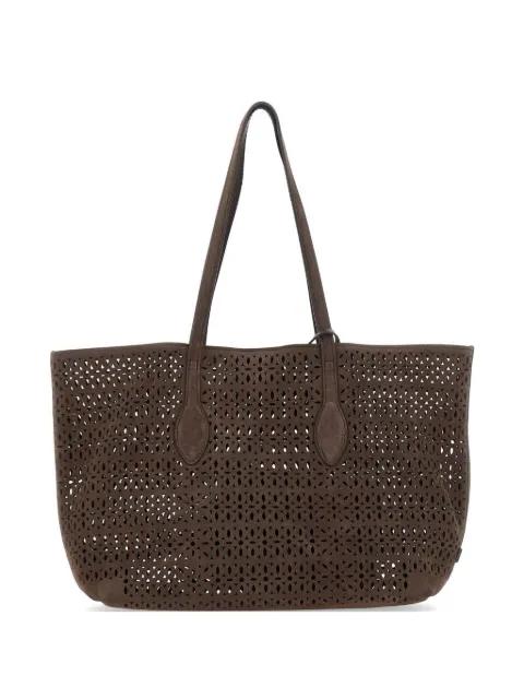 Mashup laser-cut double-handle shoulder bag by GIANNI CHIARINI