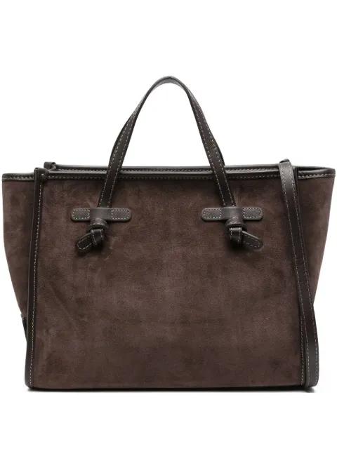Miss Marcella knotted-detail suede tote bag by GIANNI CHIARINI