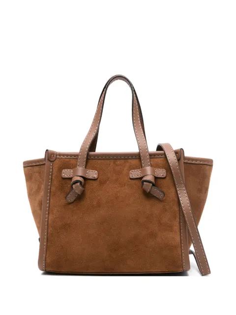 Miss Marcella knotted-detail suede tote bag by GIANNI CHIARINI