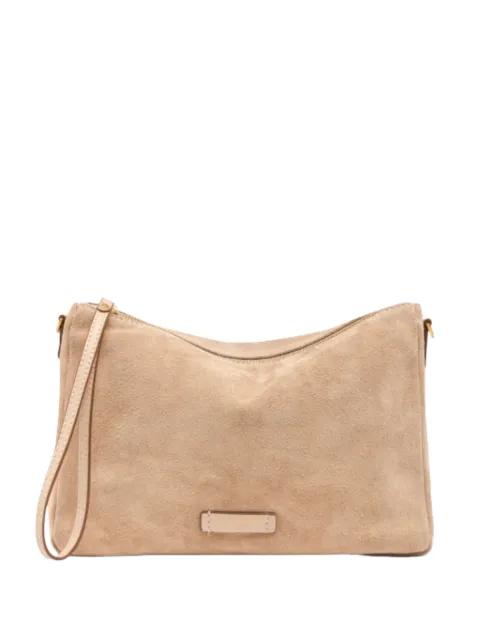 medium Nora suede logo-plaque clutch bag by GIANNI CHIARINI