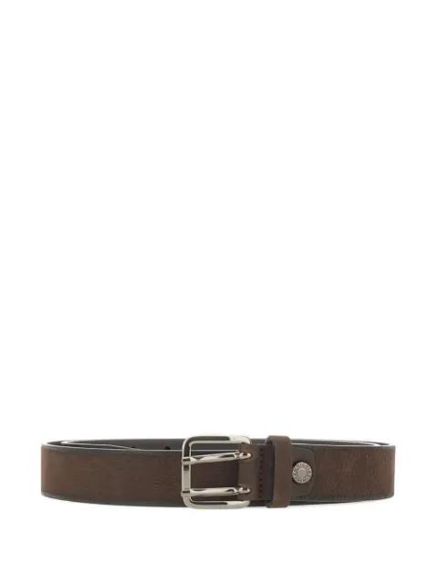 pebbled double-prong leather belt by GIANNI CHIARINI