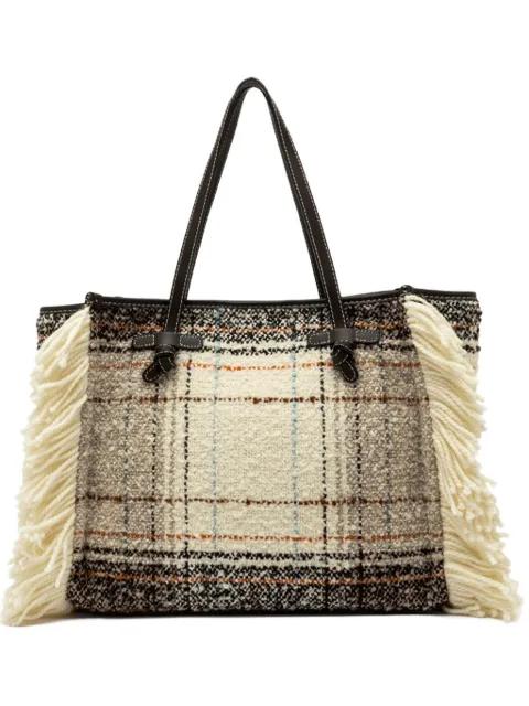 plaid fringed tote bag by GIANNI CHIARINI