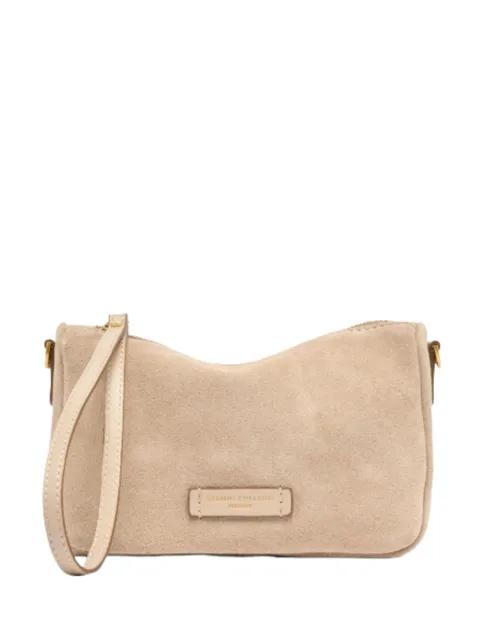 small Nora logo-plaque suede clutch bag by GIANNI CHIARINI