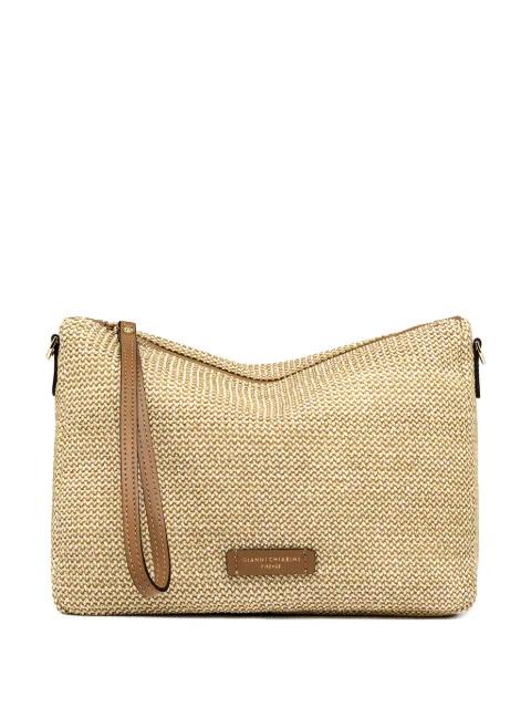 small Nora woven-design leather-trim clutch bag by GIANNI CHIARINI
