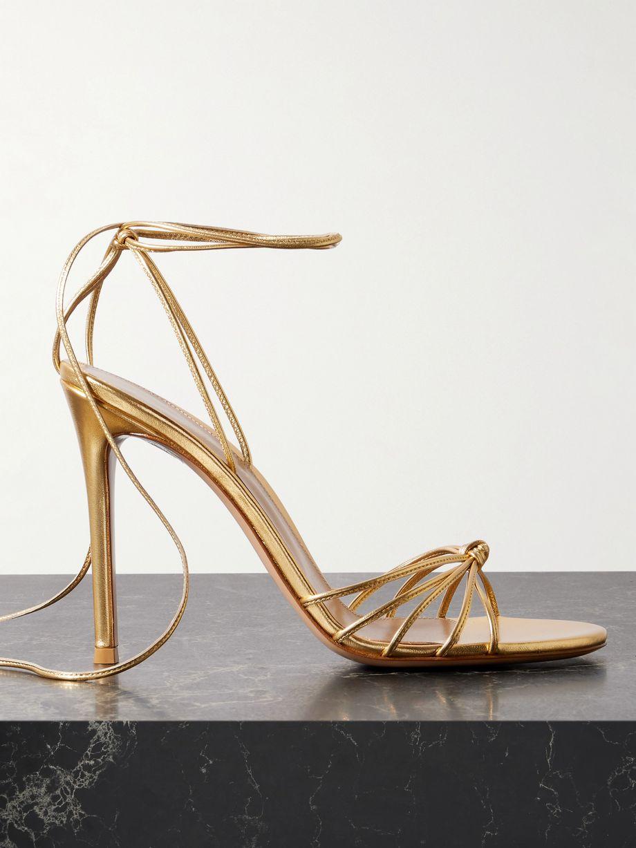 105 lace-up metallic leather sandals by GIANVITO ROSSI